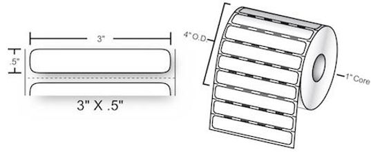 3" x 0.5" Thermal Labels (1 Roll, 2345 labels)