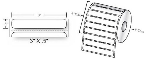 3" x 0.5" Thermal Labels (1 Roll, 2345 labels)